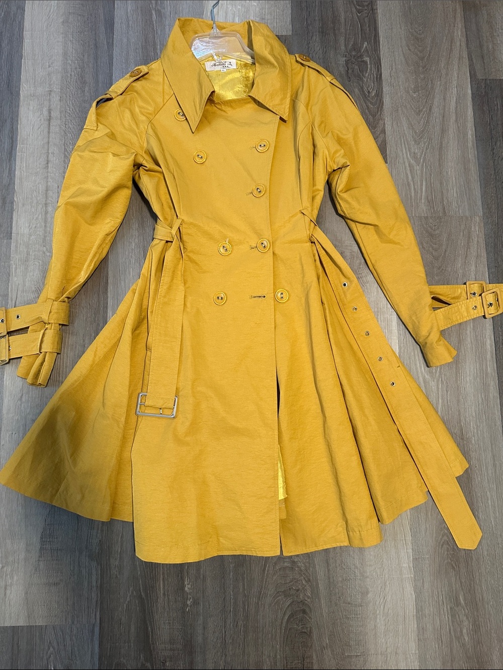 Yellow Double-Breasted Trench Coat